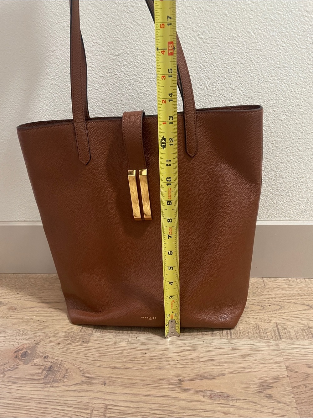 DeMellier Vancouver Tote Bag | Cognac Leather Tote with Gold Hardware - Picture 14 of 16